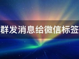 如何群发消息给微信标签好友 