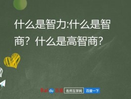 什么是智力:什么是智商？什么是高智商？