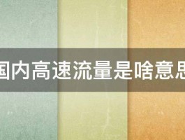 国内高速流量是啥意思 