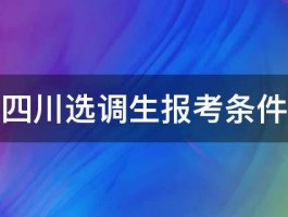 四川选调生报考条件 