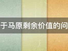 关于马原剩余价值的问题 