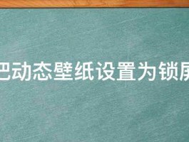 如何把动态壁纸设置为锁屏壁纸 