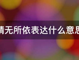 情无所依表达什么意思 