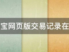 支付宝网页版交易记录在哪里 