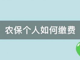 农保个人如何缴费 