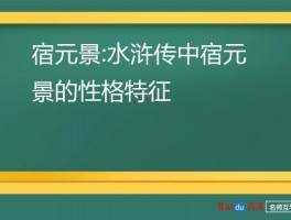 宿元景:水浒传中宿元景的性格特征