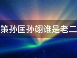 孙权孙策孙匡孙翊谁是老二为什么 